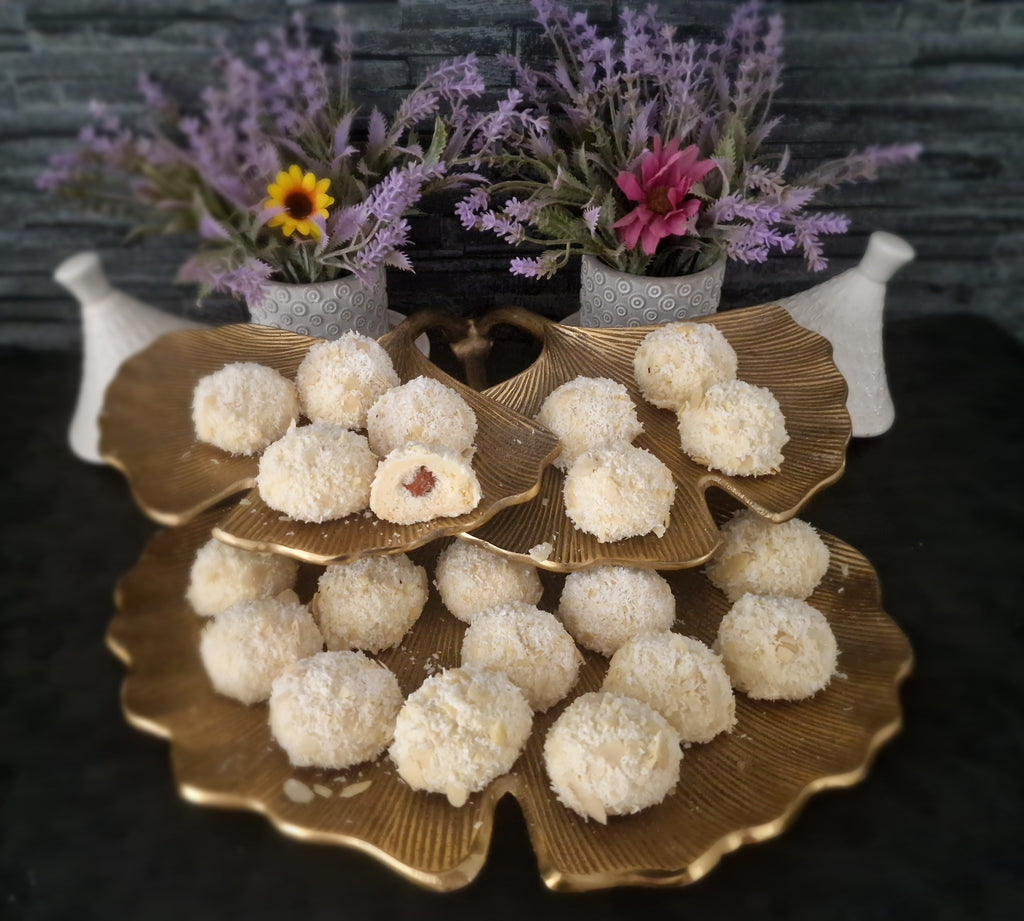 25 Maïzenakoekjes met Amandel, Witte Chocolade en Kokos