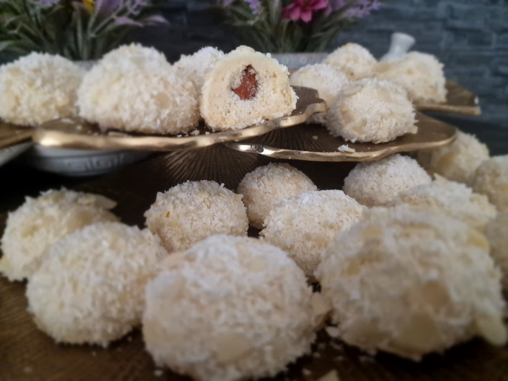25 Maïzenakoekjes met Amandel, Witte Chocolade en Kokos