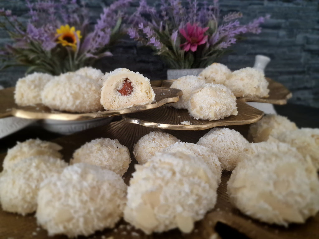 25 Maïzenakoekjes met Amandel, Witte Chocolade en Kokos